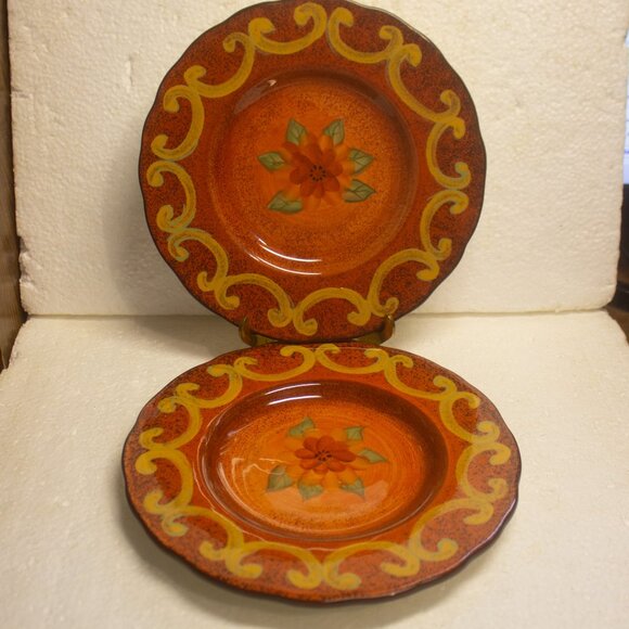 Two Tuscan 8 Inch Salad Plates by Casa Cristina Rust - Picture 1 of 7